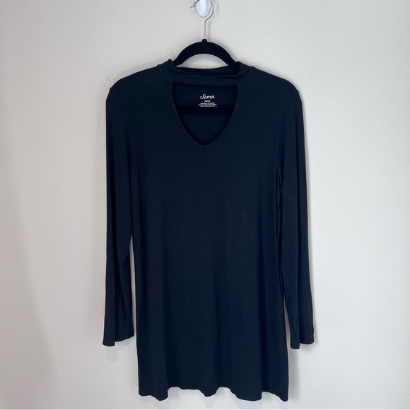Soma Women's Black Super Soft Long Sleeve Tunic Top Shirt Neck Detail Medium - Picture 2 of 16